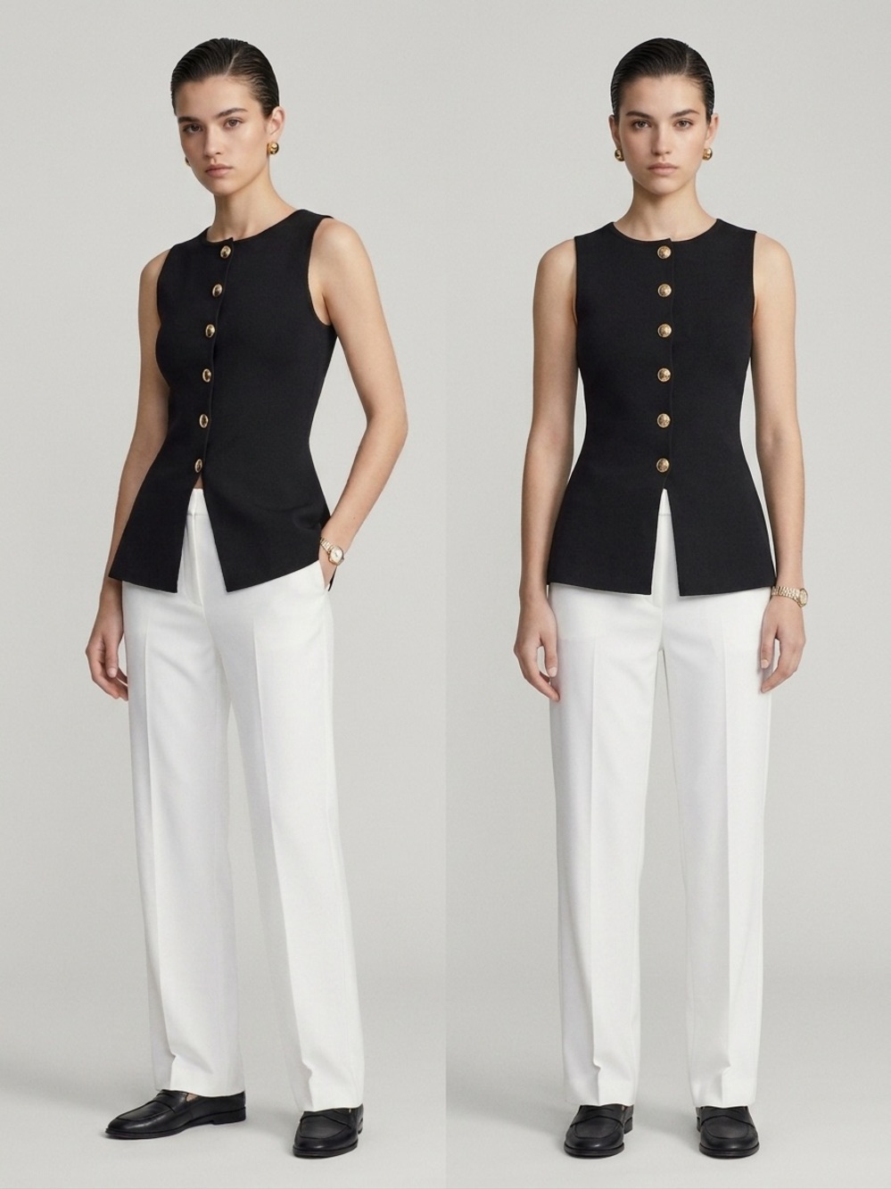 ZARA: bnwt Sleeveless Black Button-Front knit vest